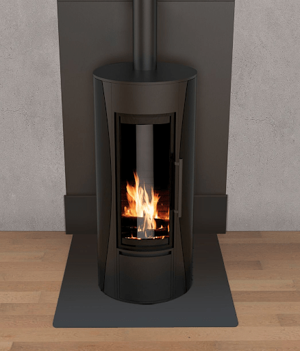 plaque de sol pour poele a bois noir en acier carré