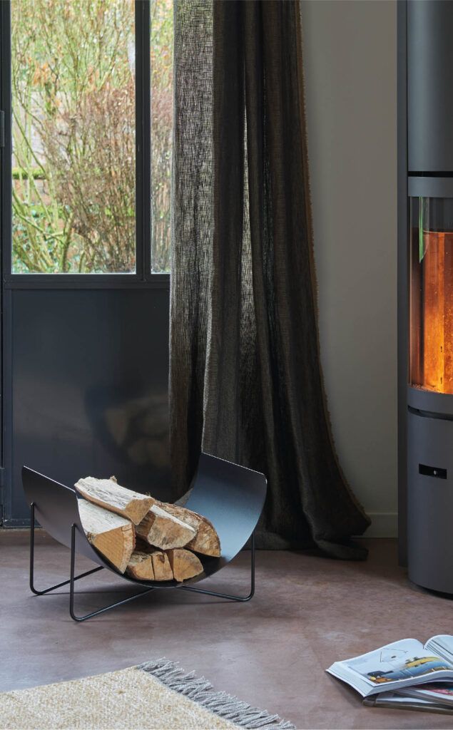 accessoires poêle à bois design range bûche fileo