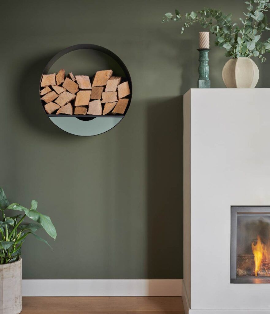 range-buche mural cylindrique en acier noir